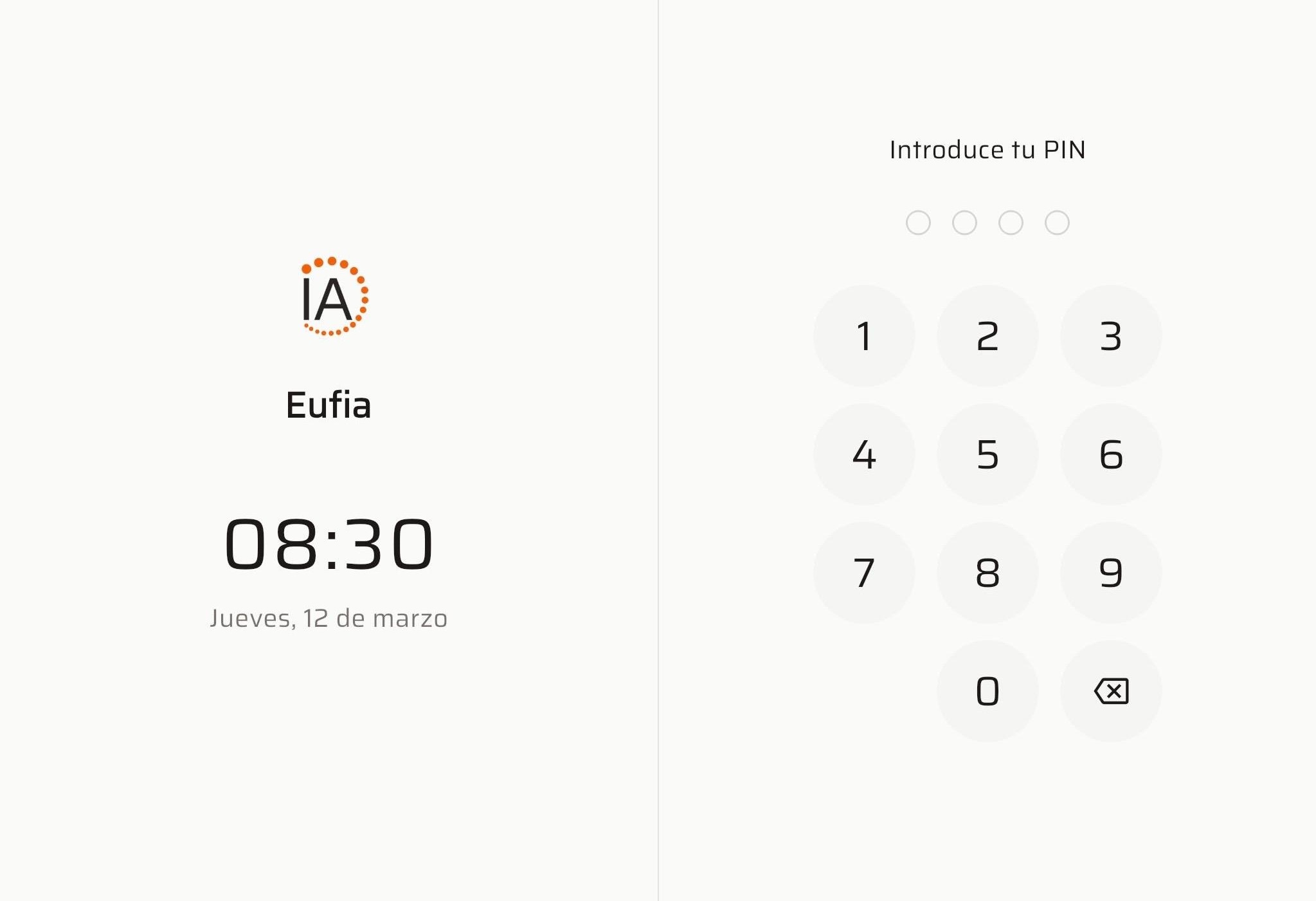 EUFIA Control Horario - Fichaje en tablet compartida con PIN